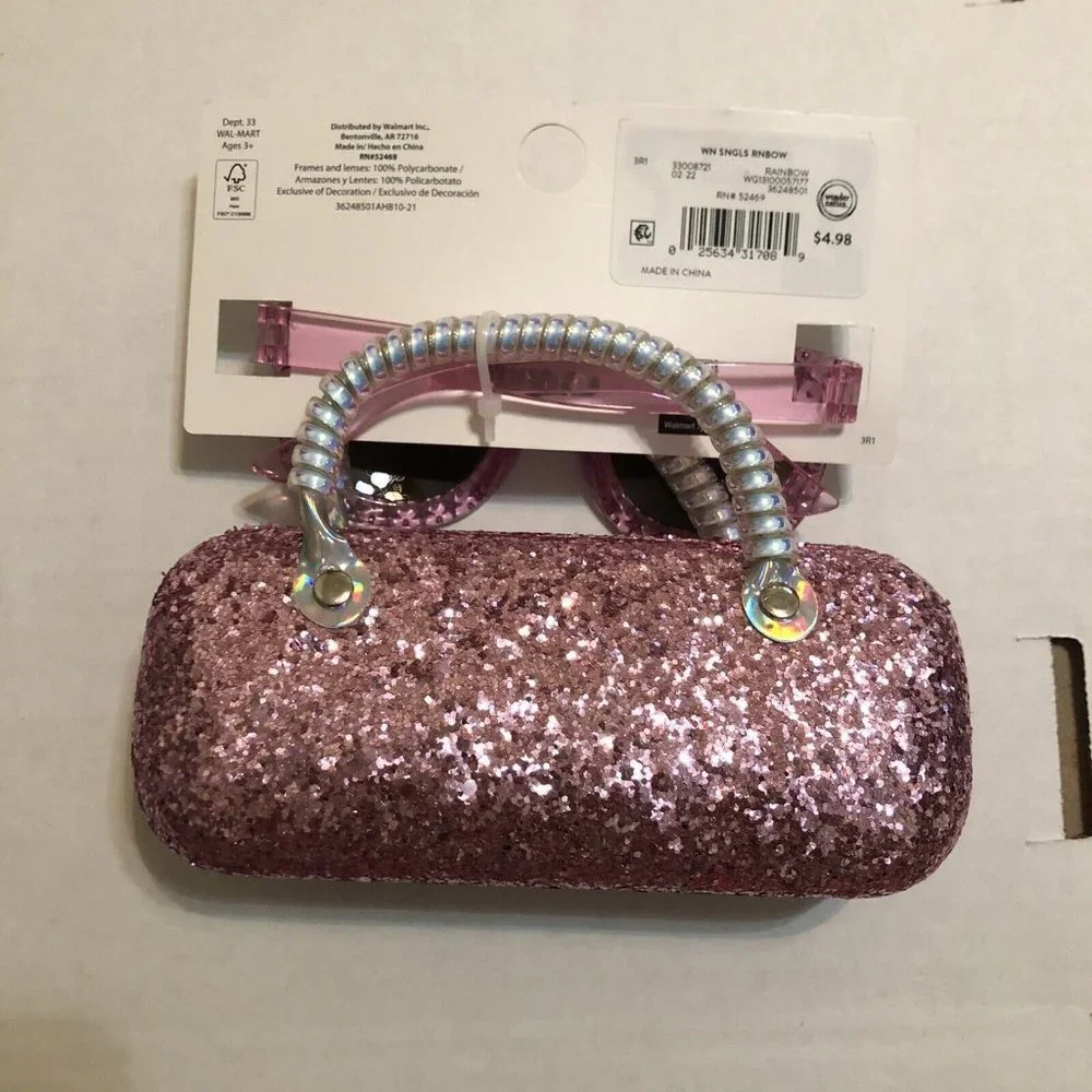Wonder Nation Kids Sunglasses And Case Set - Pink Rainbow - NWT